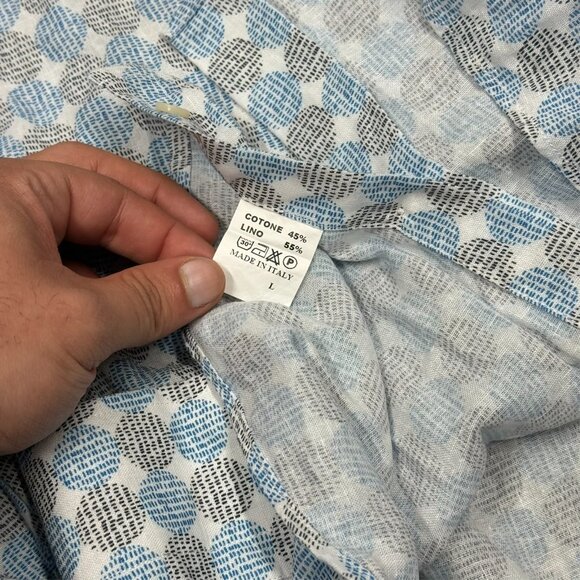 Altemflower Dress Shirt Made in Italy Linen Cotton Long Sleeve Textured 42 Large - Picture 9 of 10